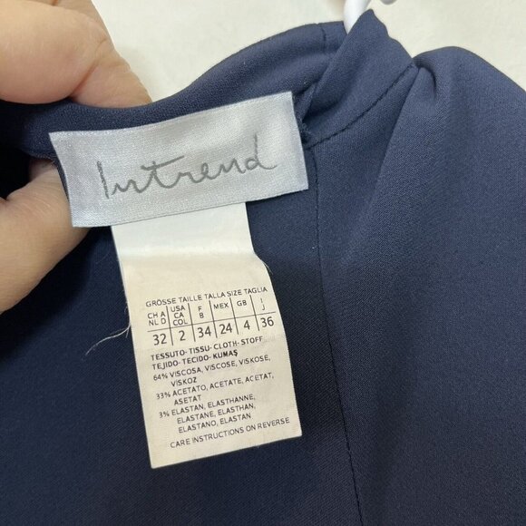 Max Mara Intrend Shift Dress Women’s Size 2 Navy Blue Short Sleeve Swing Style - Picture 9 of 10
